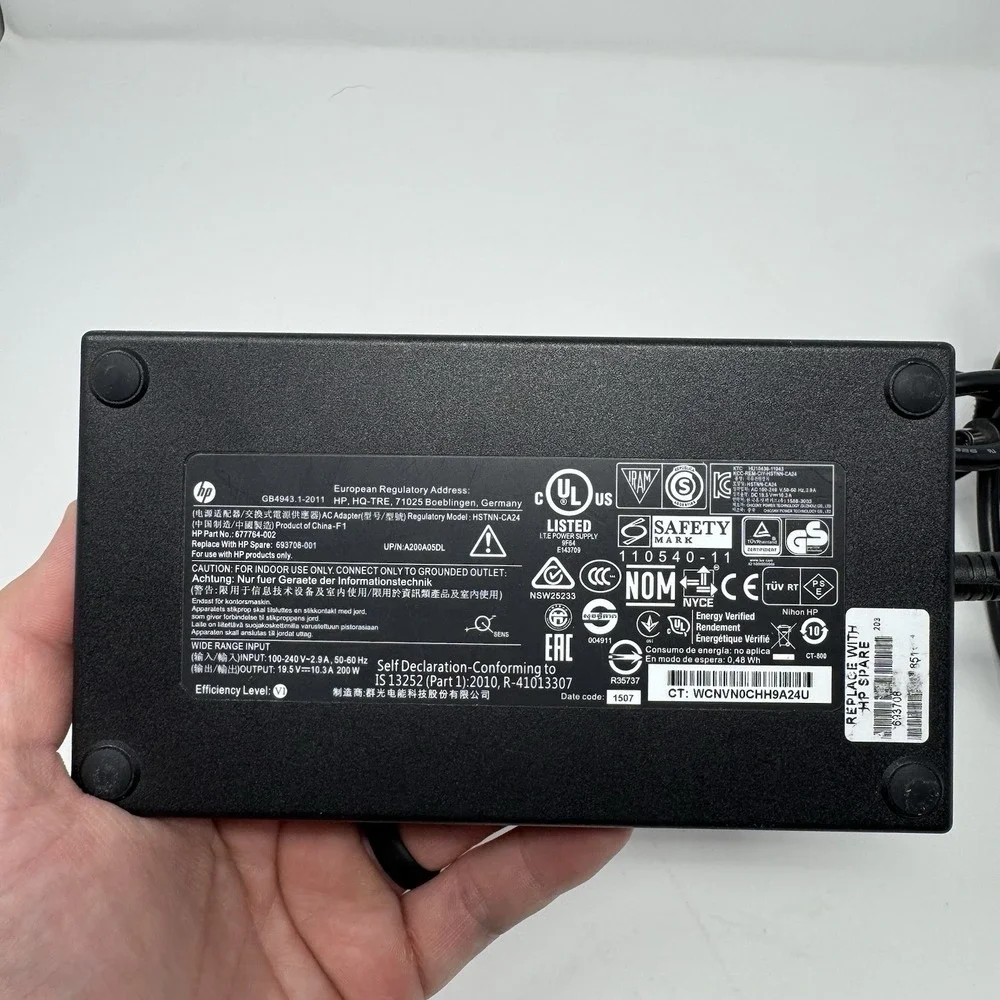 Genuine Original HP 19.5V 10.3A 200W 677764-002 Power Supply Adapter HSTNN-CA24